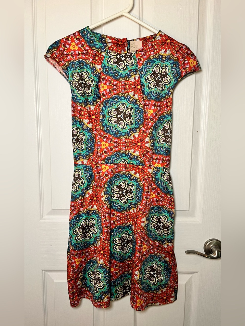 3rd Floor Studio Colorful Medallion Print Cap-Sleeve Dress